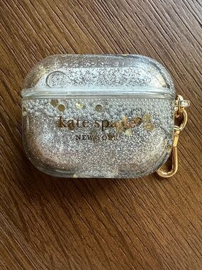 kate spade Clear Glitter AirPods Pro Case with Gold Accents